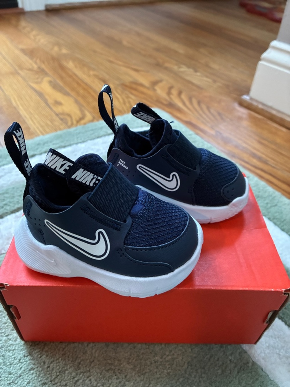 Nike Kids Navy and White Slip-On Athletic Sneakers